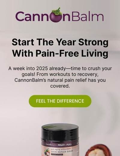 CannonBalm New Year promotional email