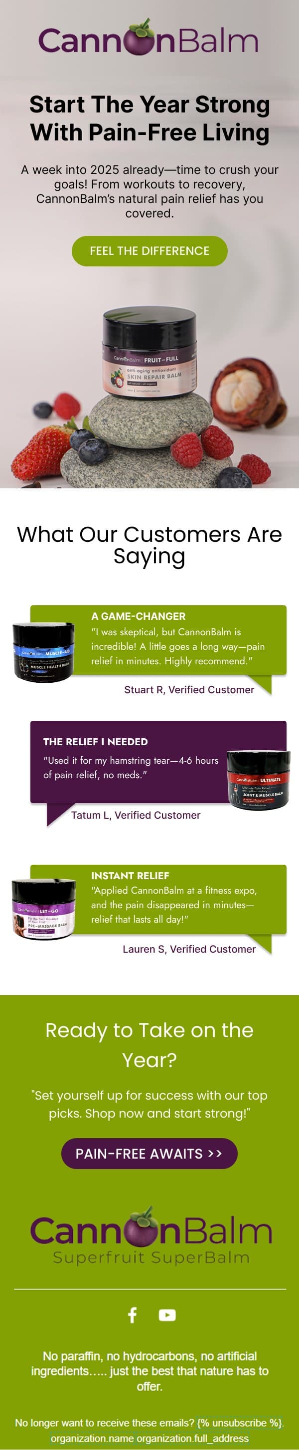 CannonBalm email: Start the year strong with pain-free living, with verified customer reviews